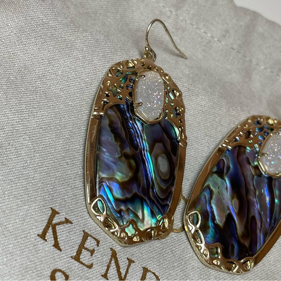 *SOLD* Kendra Scott Deva Earrings Abalone Iridescent Drusy - Picture 3 of 8
